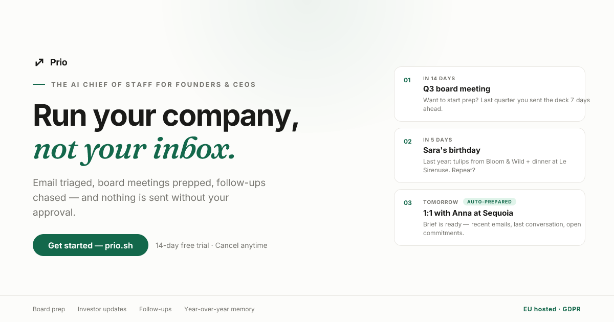 Prio — the AI chief of staff for founders & CEOs